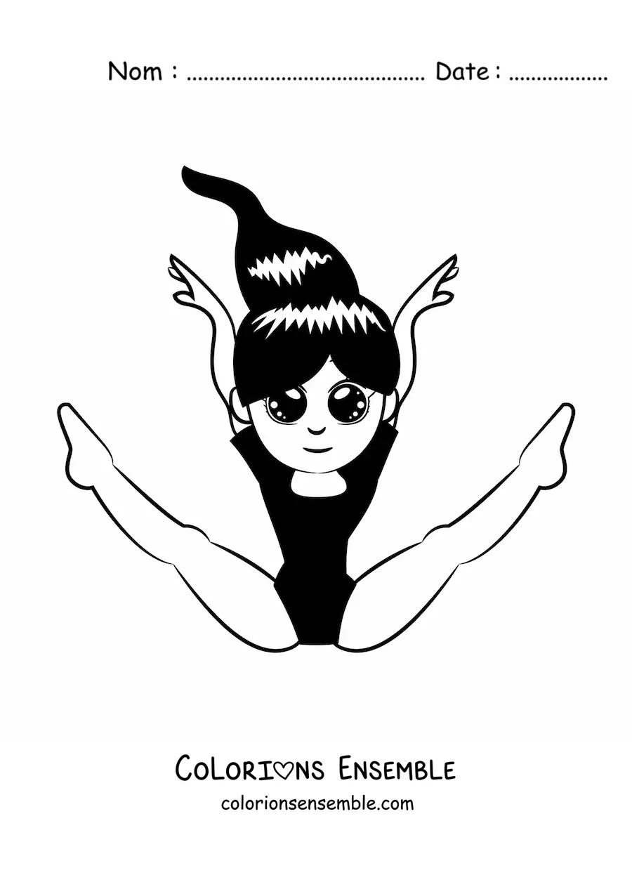 Image à colorier d'une fille faisant de la gymnastique artistique