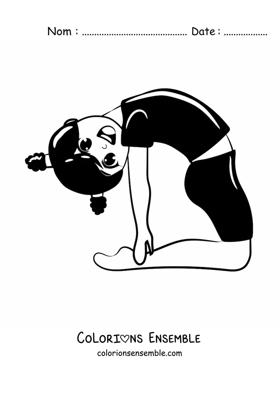 Image à colorier d'une fille faisant une pose de gymnastique artistique
