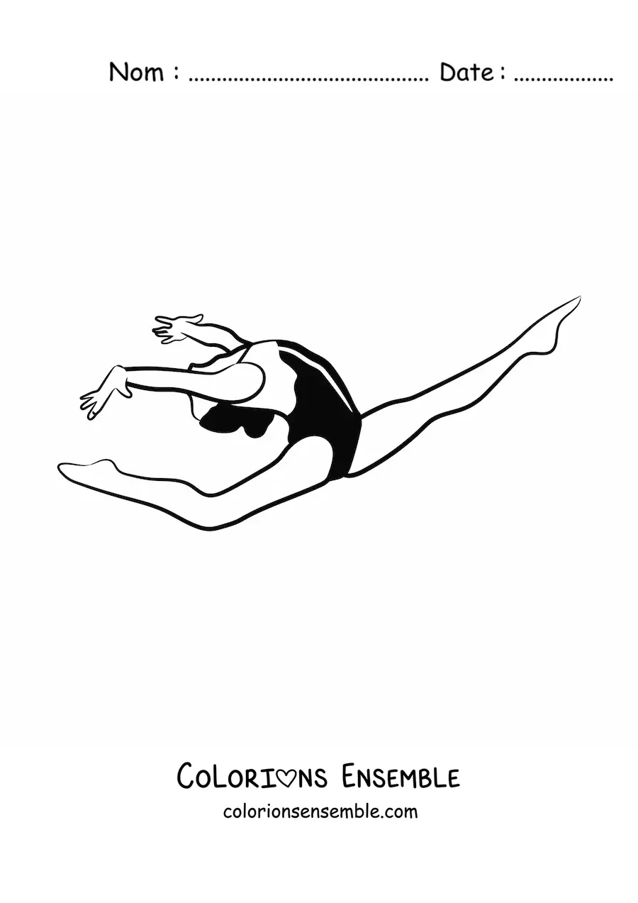 Image à colorier d'une gymnaste qui saute