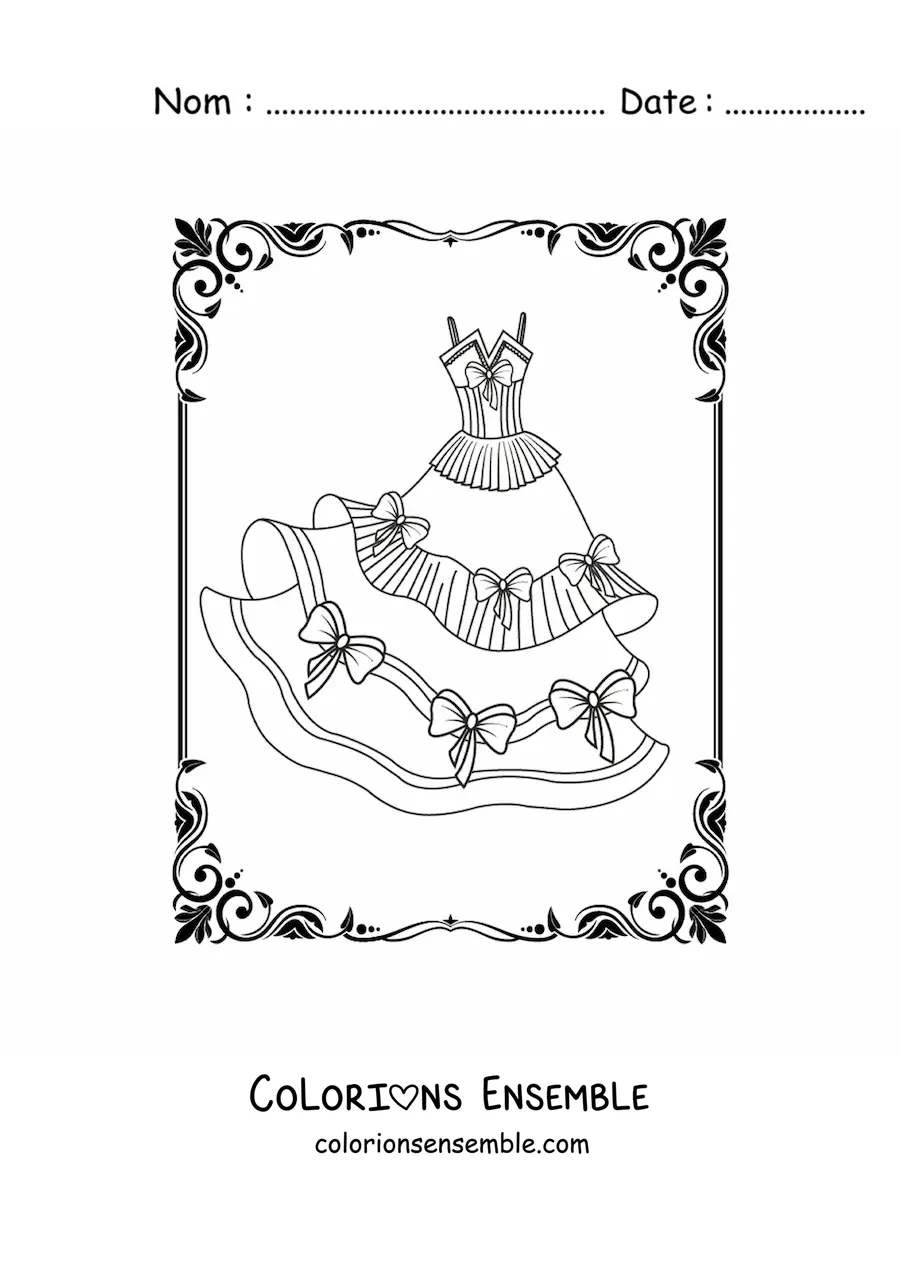 Image à colorier d'une robe de princesse
