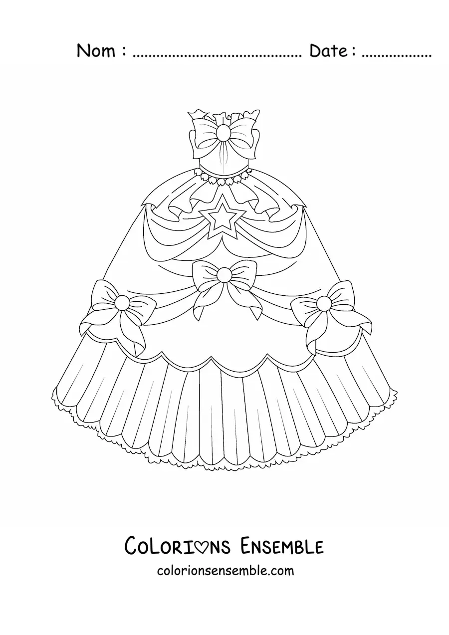 Image à colorier d'une robe ornée de nœuds