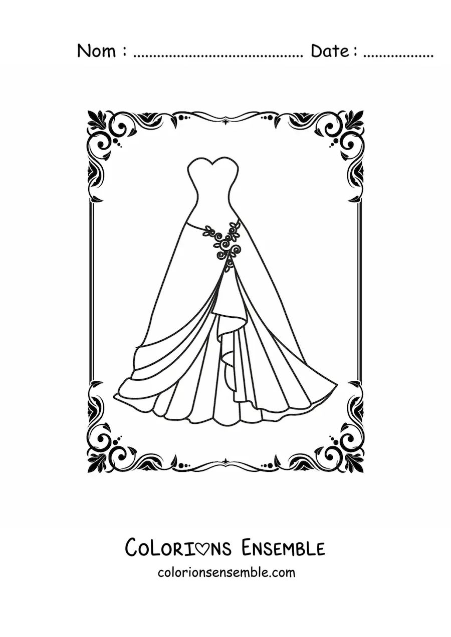 Image à colorier d'une robe de gala