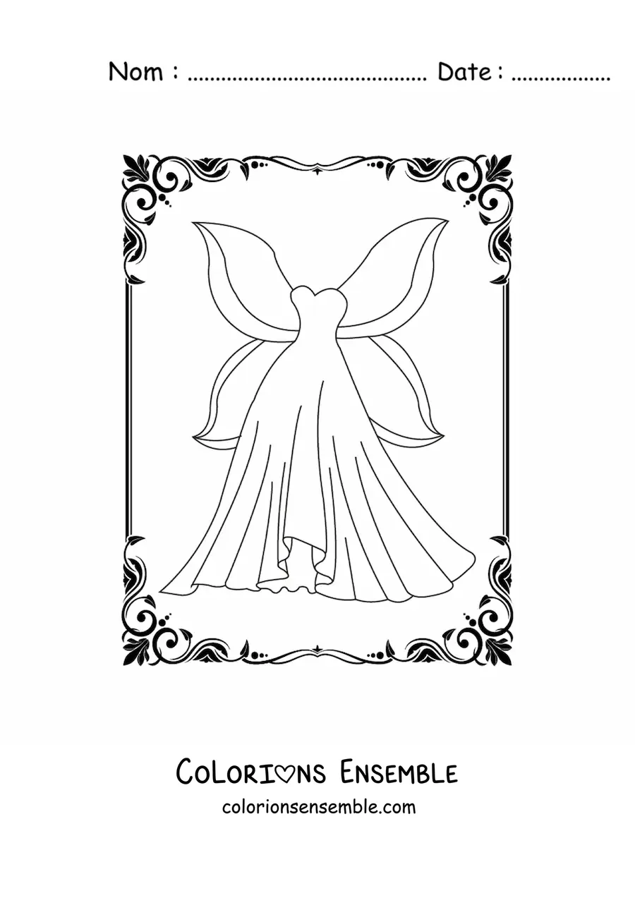 Image à colorier d'une robe de fée