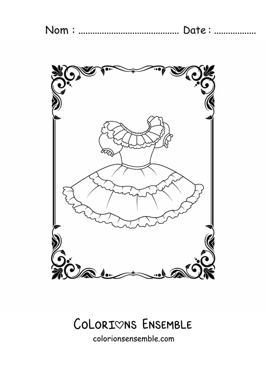 Image à colorier d'une robe courte