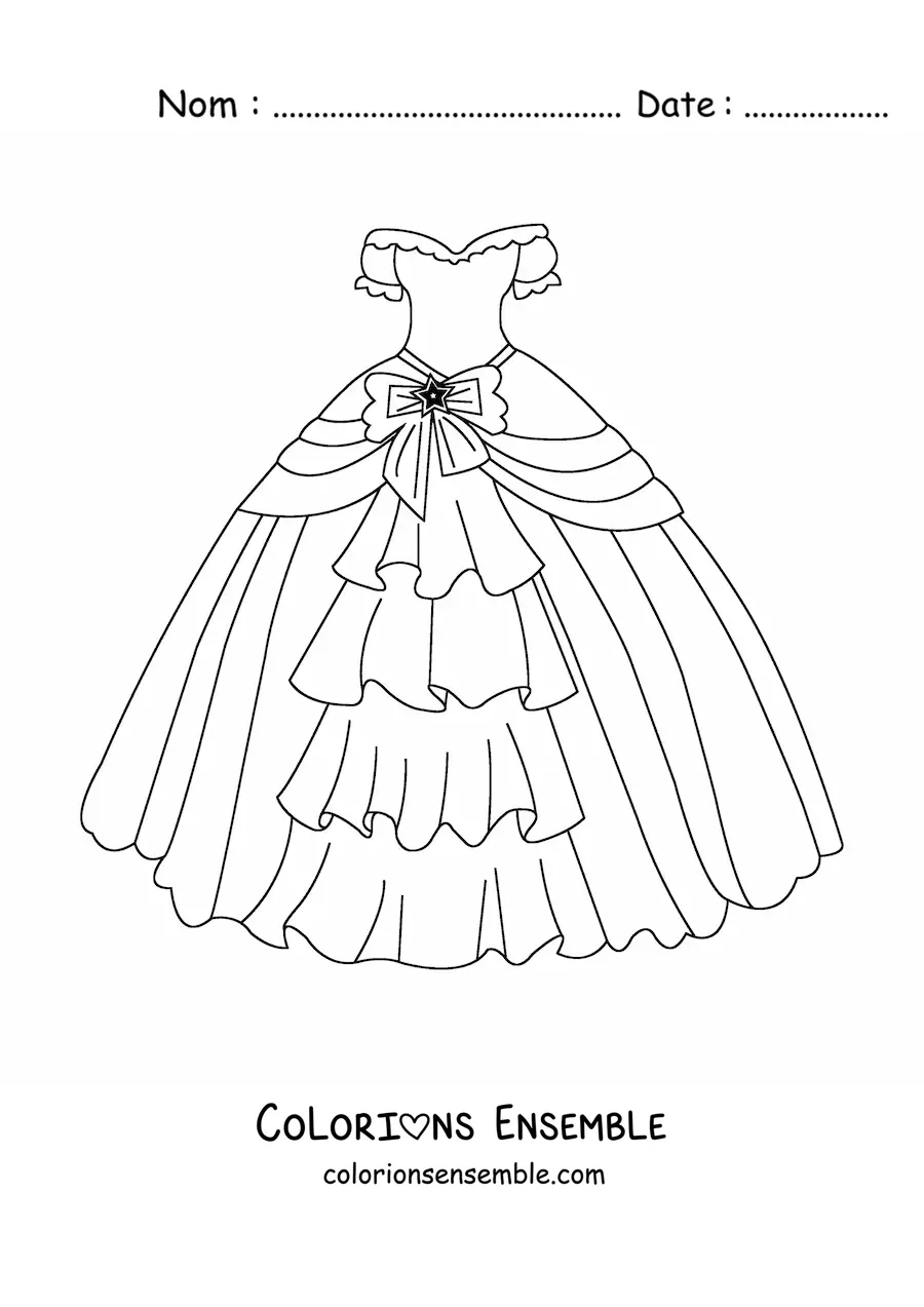 Image à colorier d'une robe de quinze ans
