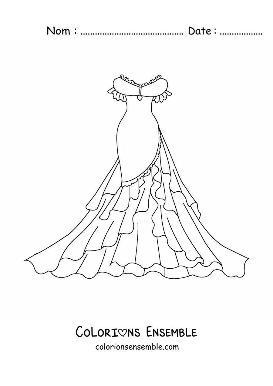 Image à colorier d'une robe élégante de style vintage