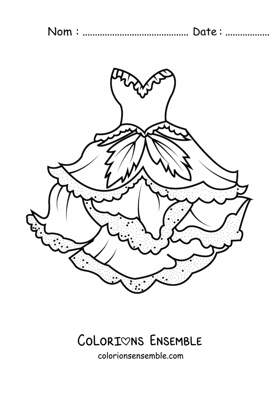 Image à colorier d'une robe de fée des bois