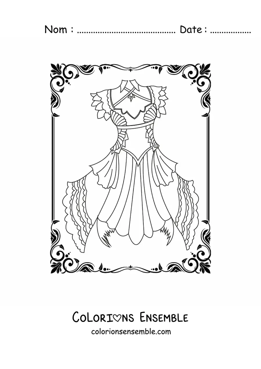 Image à colorier d'une robe courte gothique