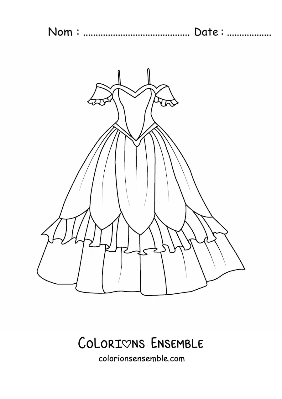 Image à colorier d'une jolie robe classique