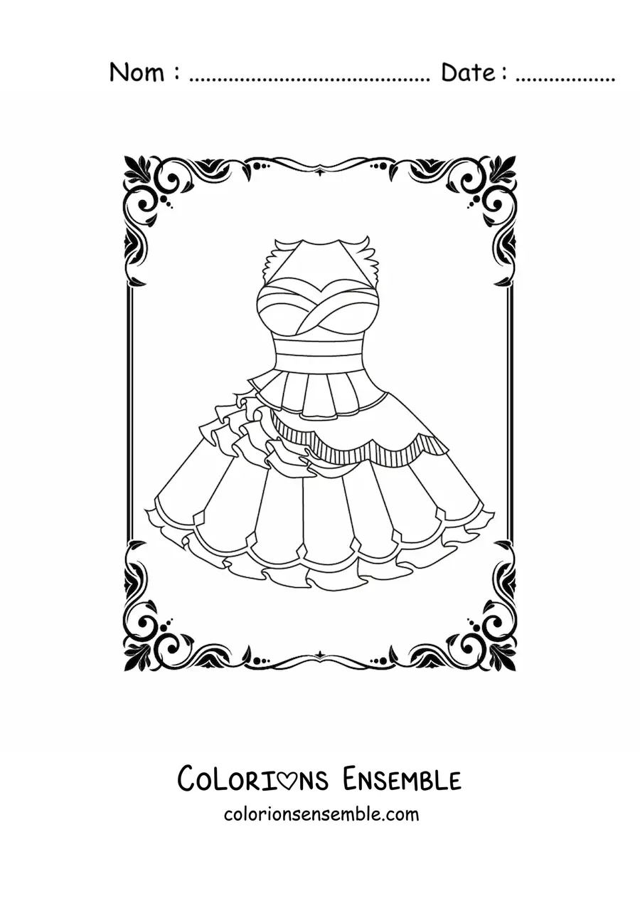 Image à colorier d'une robe courte sans manches