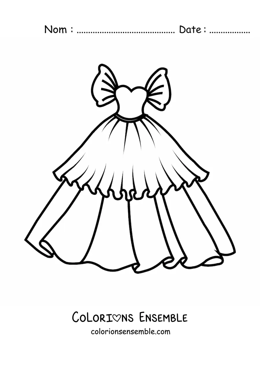 Image à colorier d'une robe de gala avec manches
