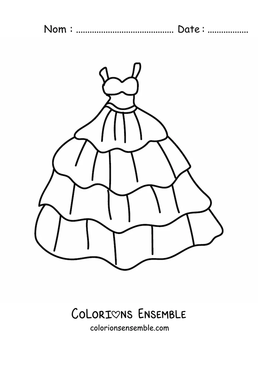 Image à colorier d'une robe de fête élégante