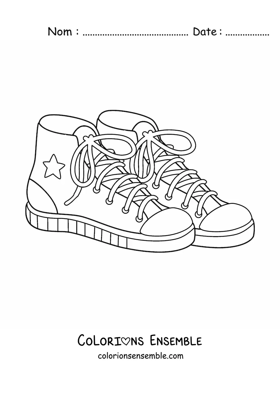 Image à colorier d'une paire de chaussures Converse