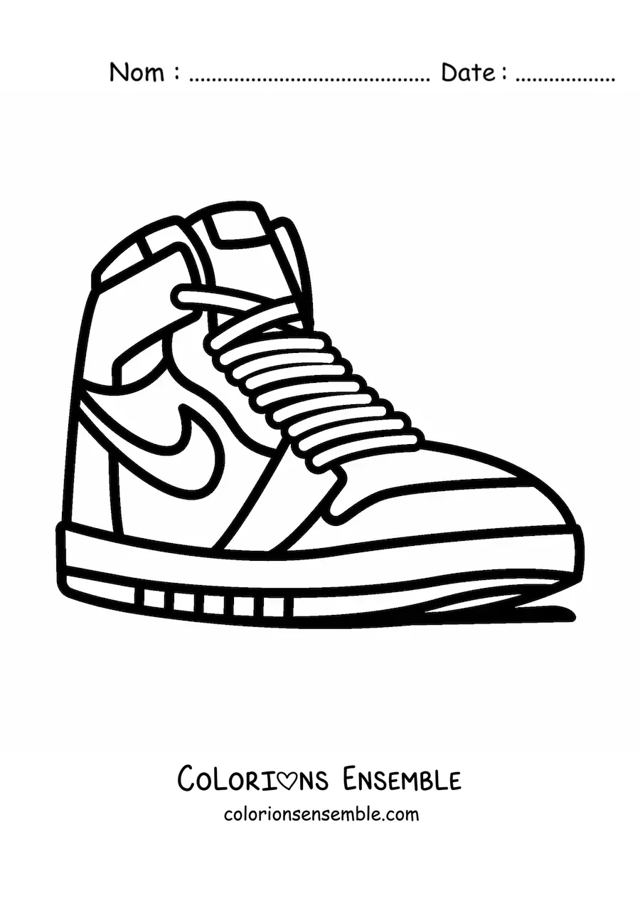 Image à colorier d'une paire de chaussures modèle Air Jordan de Nike