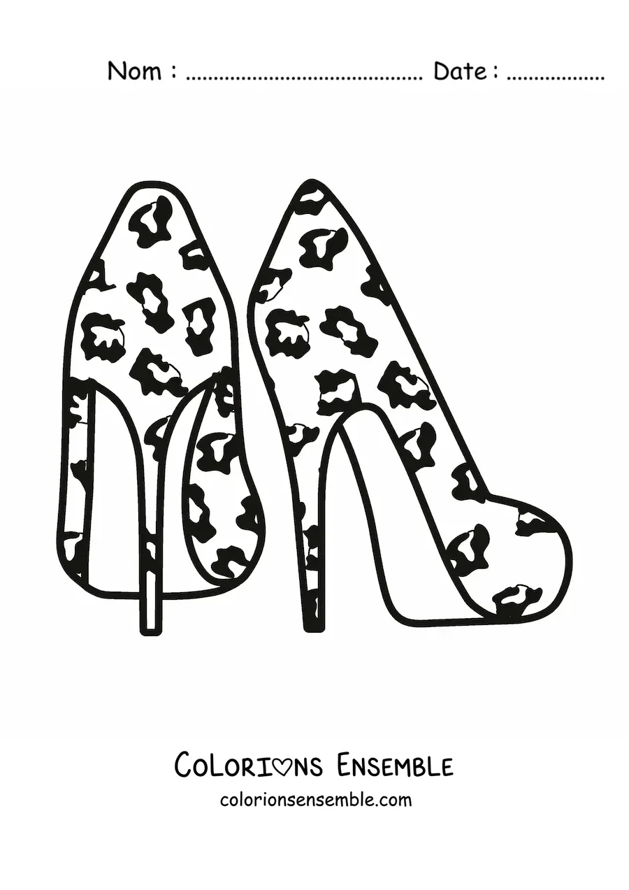 Image à colorier d'une paire de chaussures à talons
