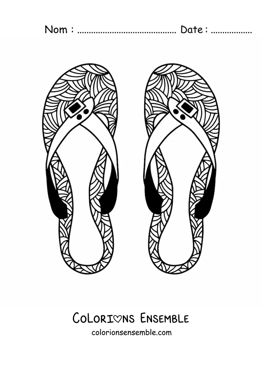 Image à colorier d'une paire de sandales de plage