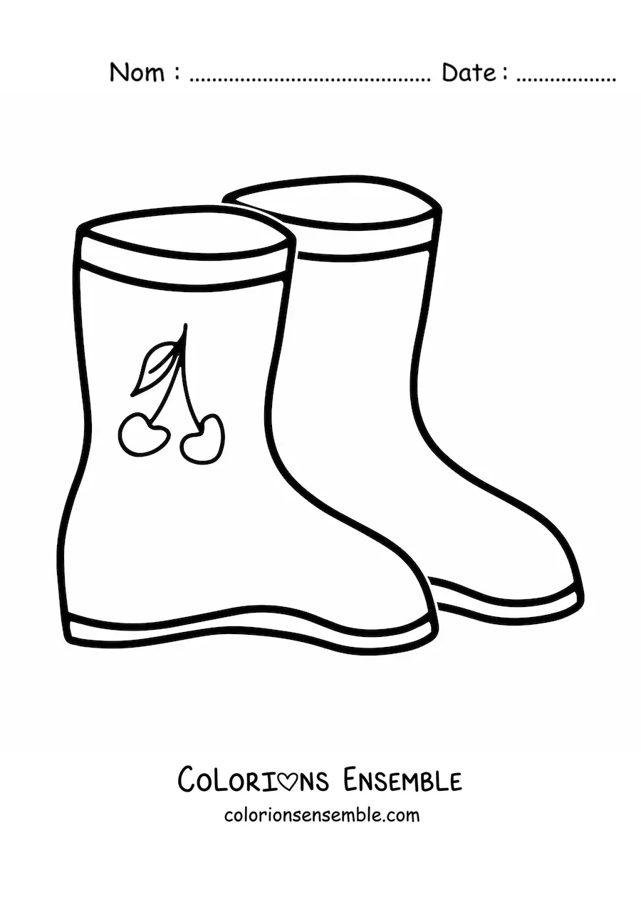 Image à colorier d'une paire de bottes de pluie