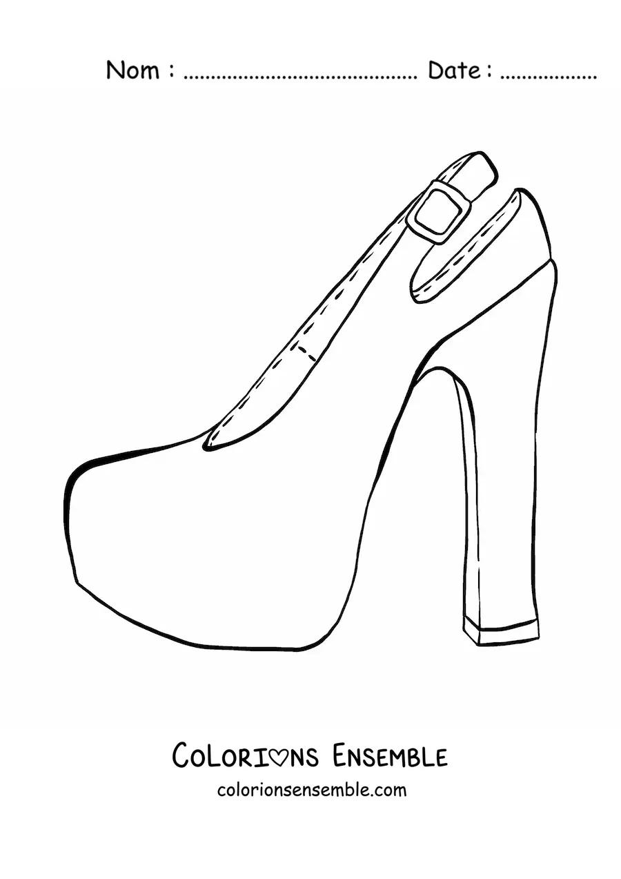 Image à colorier d'une chaussure à talon haut