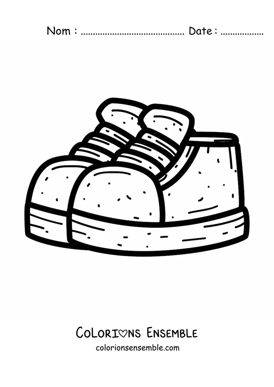 Image à colorier d'une paire de baskets pour enfants