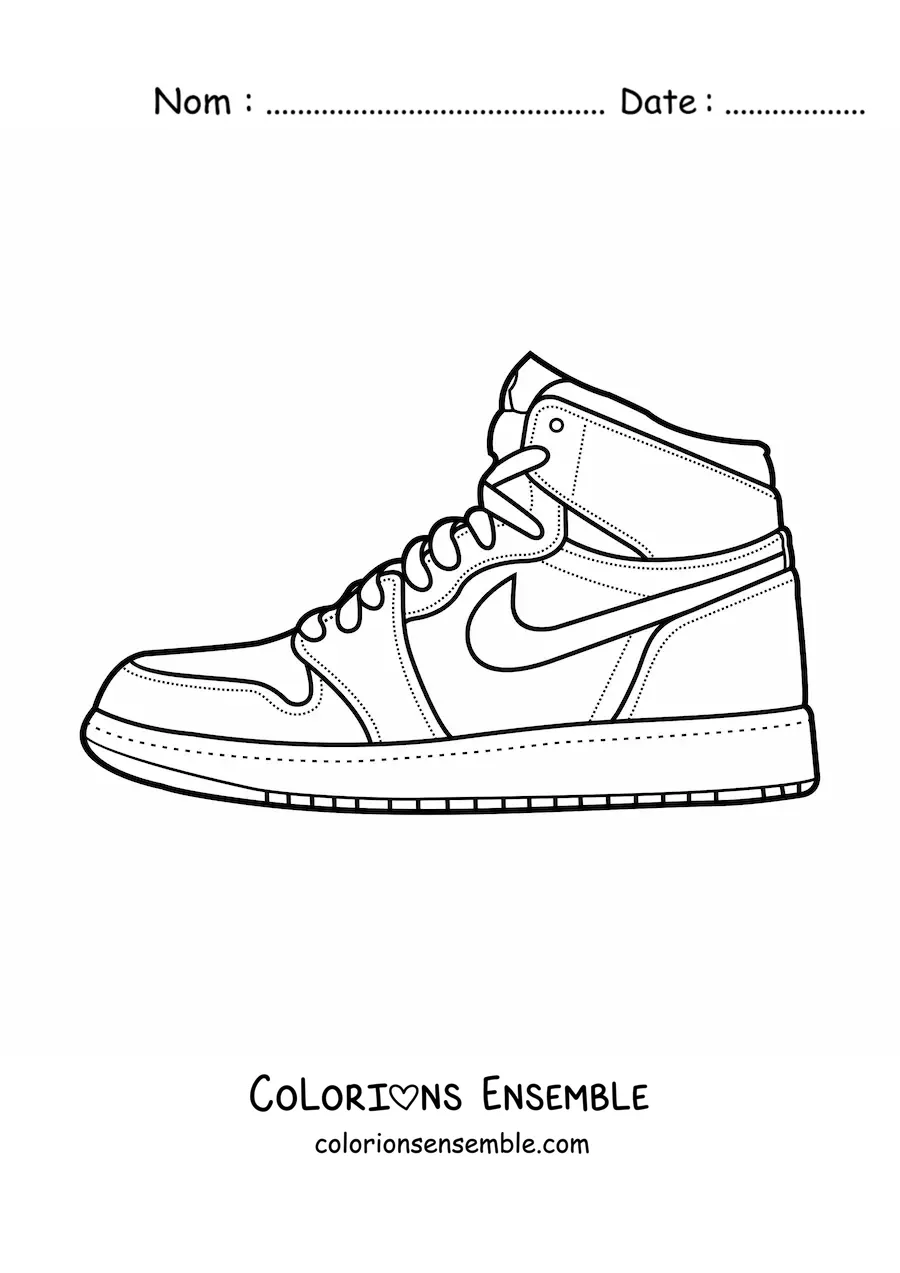 Image à colorier d'une basket montante Nike