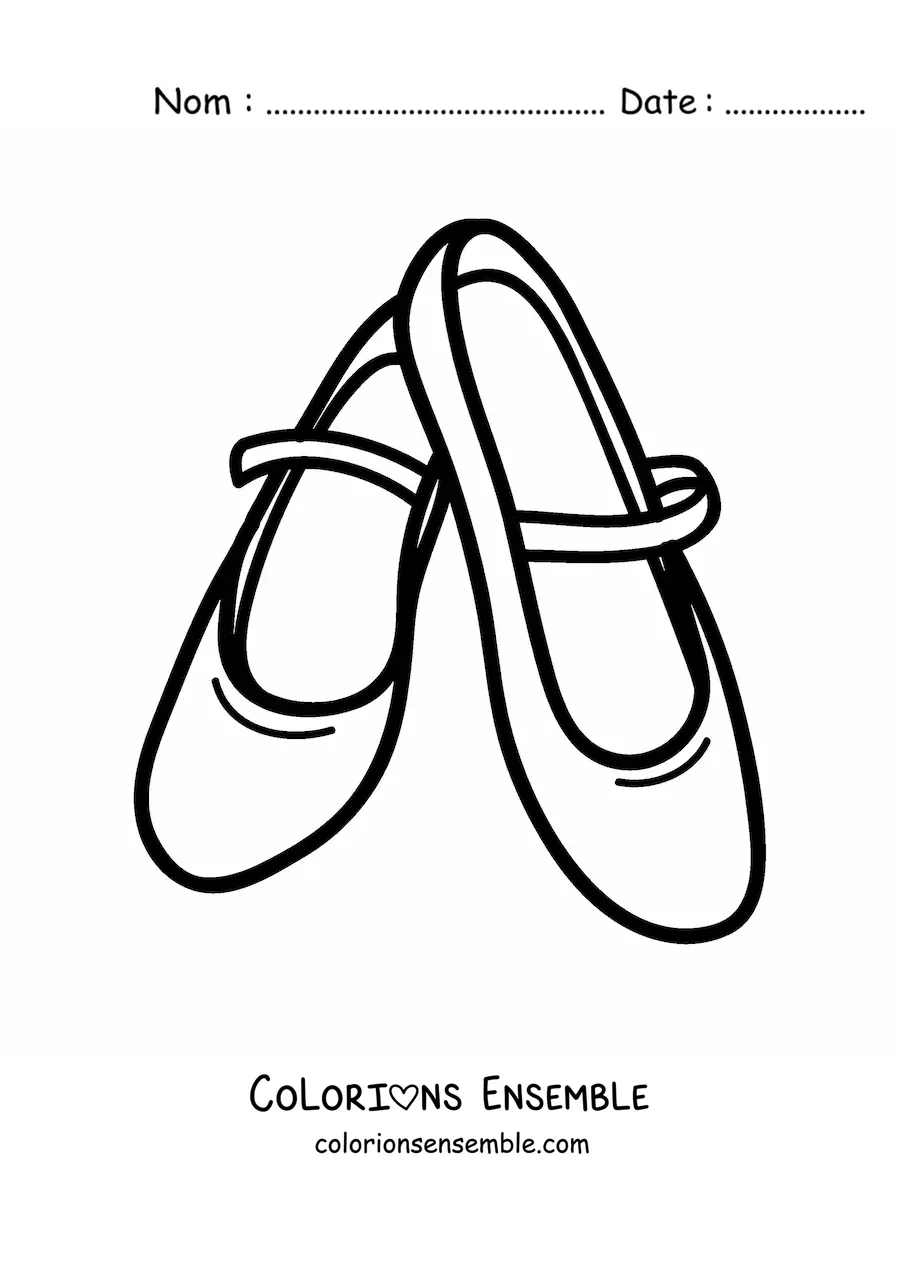 Image à colorier d'une paire de chaussures à boucle