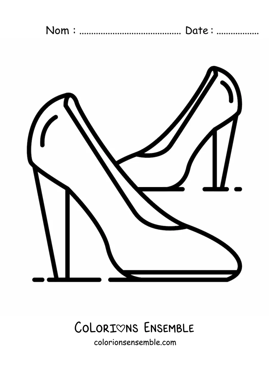 Image à colorier d'une paire de chaussures à talon