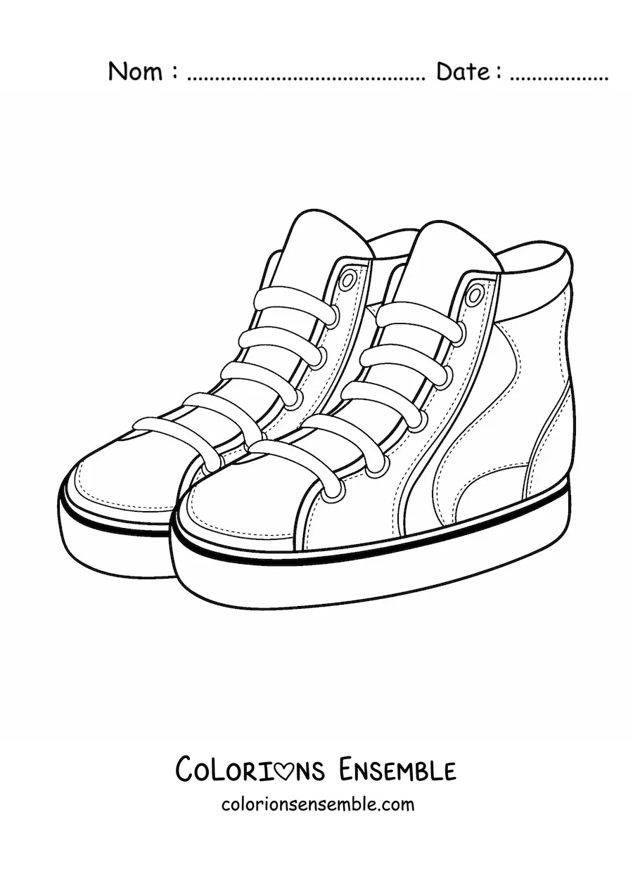 Image à colorier d'une paire de bottines en toile