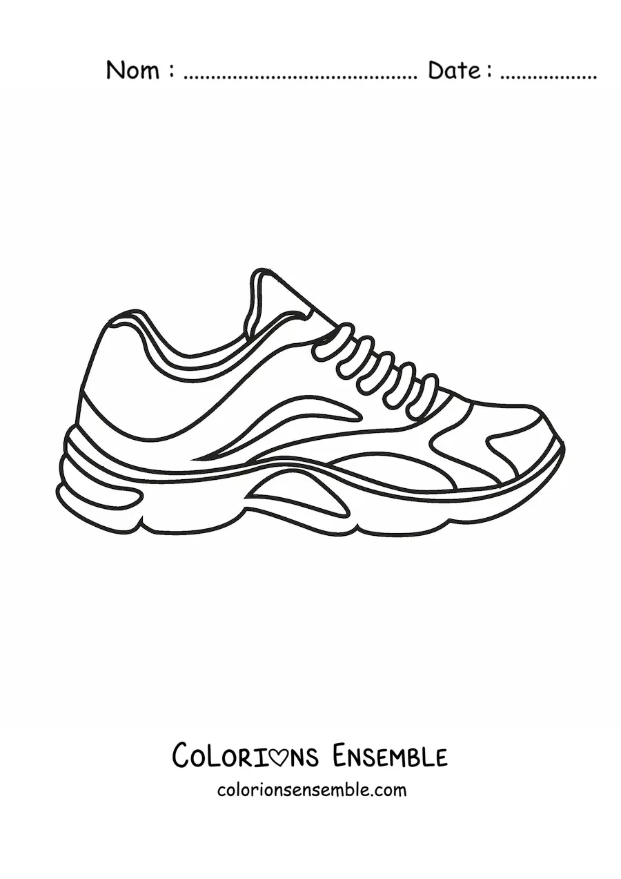 Image à colorier d'une chaussure de sport