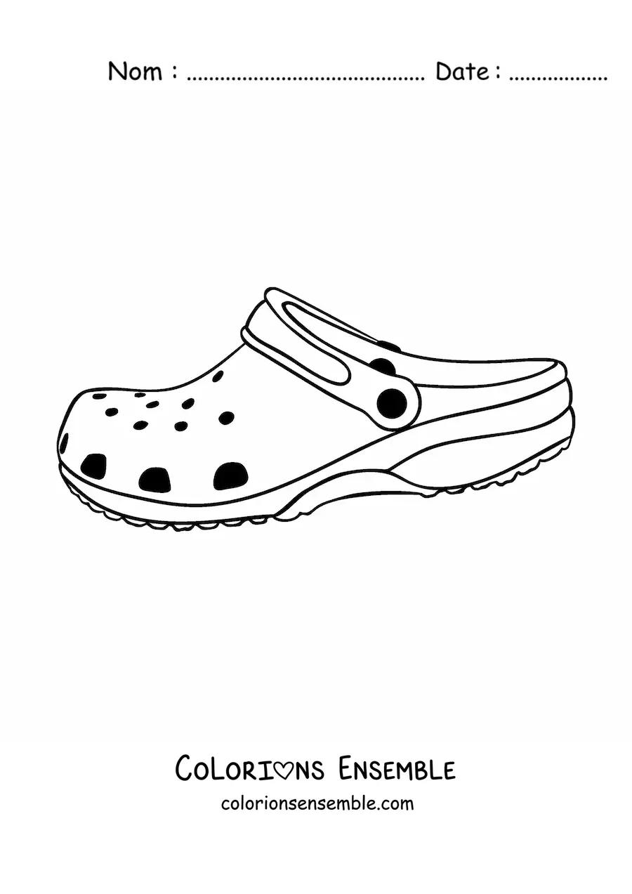 Image à colorier d'une sandale Croc