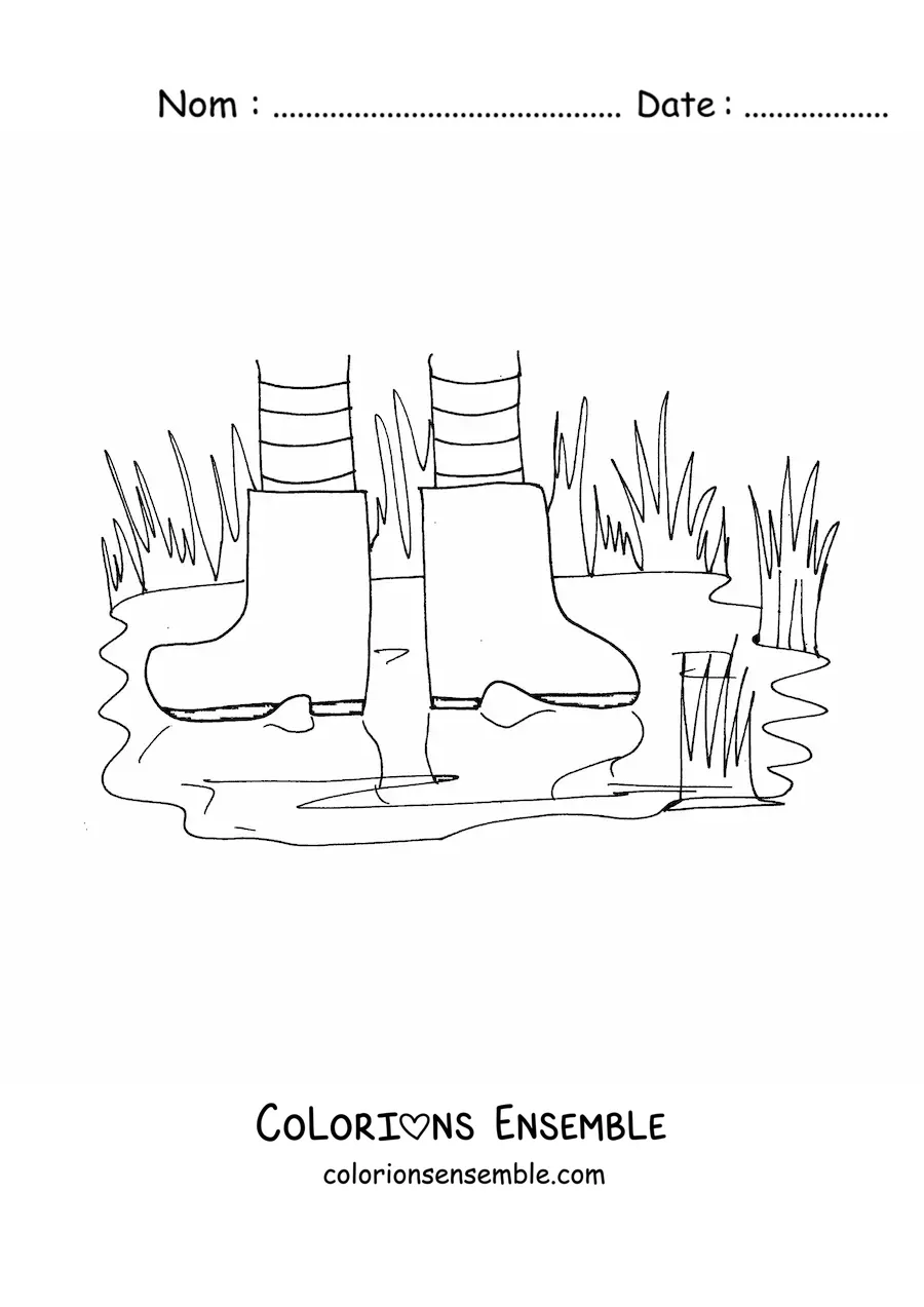 Image à colorier d'une paire de bottes de pluie