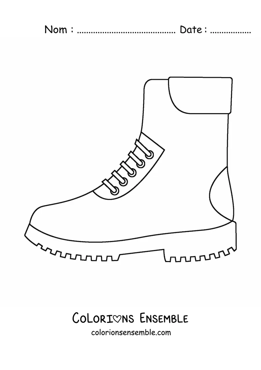 Image à colorier d'une botte en cuir
