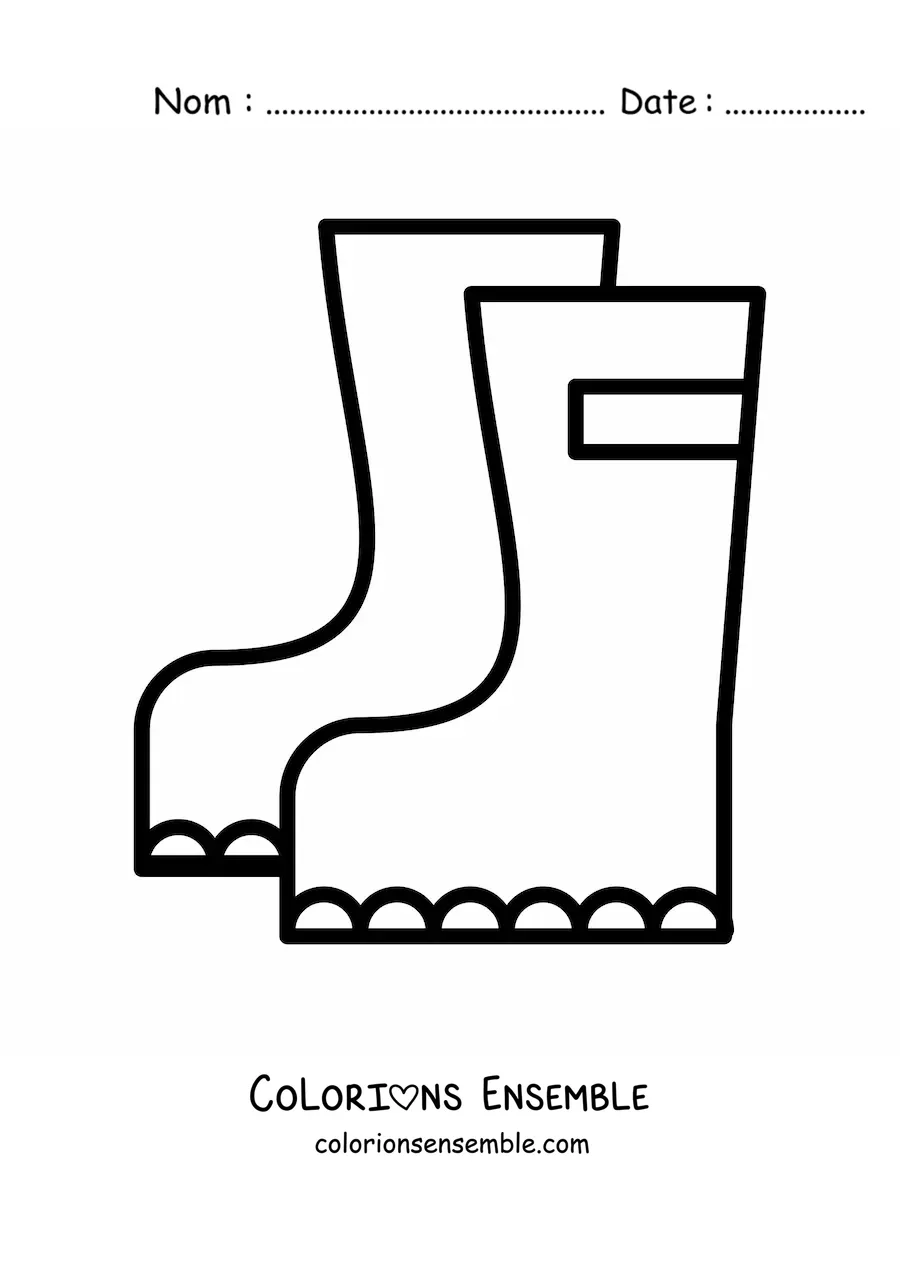 Image à colorier d'une paire de bottes toutes simples