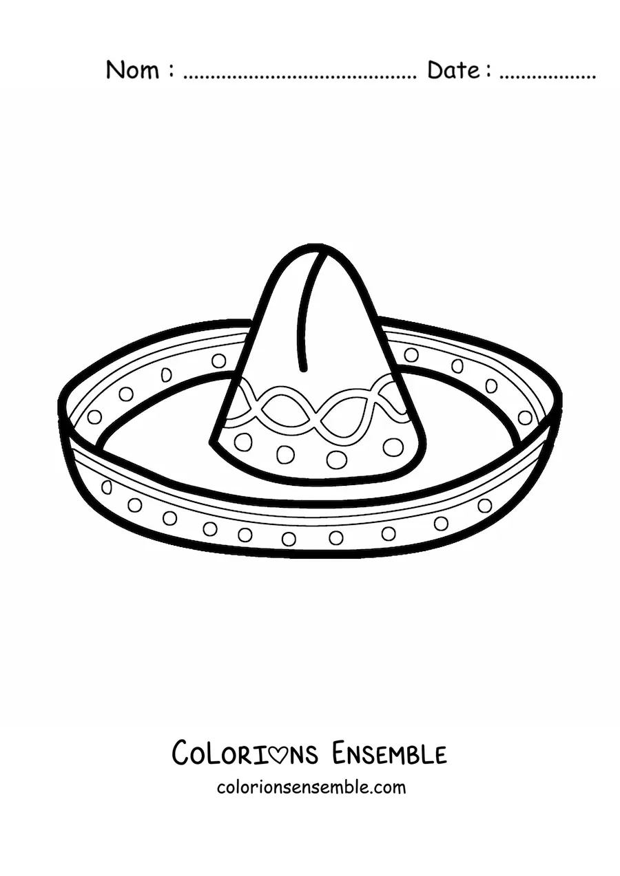 Image à colorier d'un chapeau de mariachi