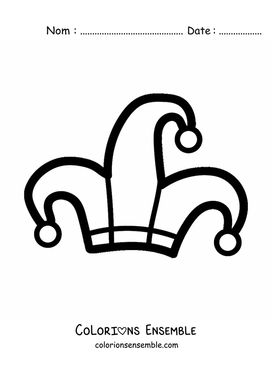 Image à colorier d'un chapeau de bouffon
