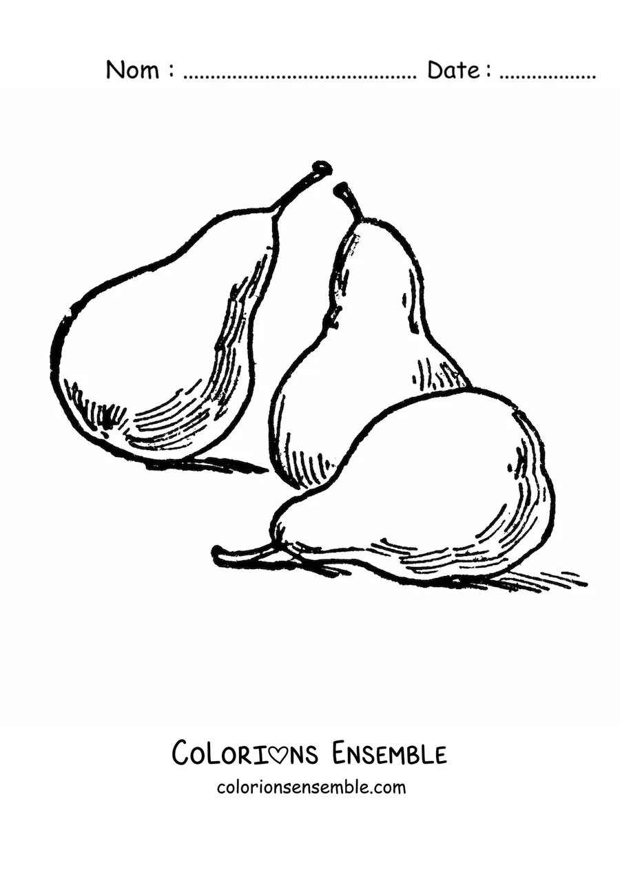 Coloriage de trois poires entières