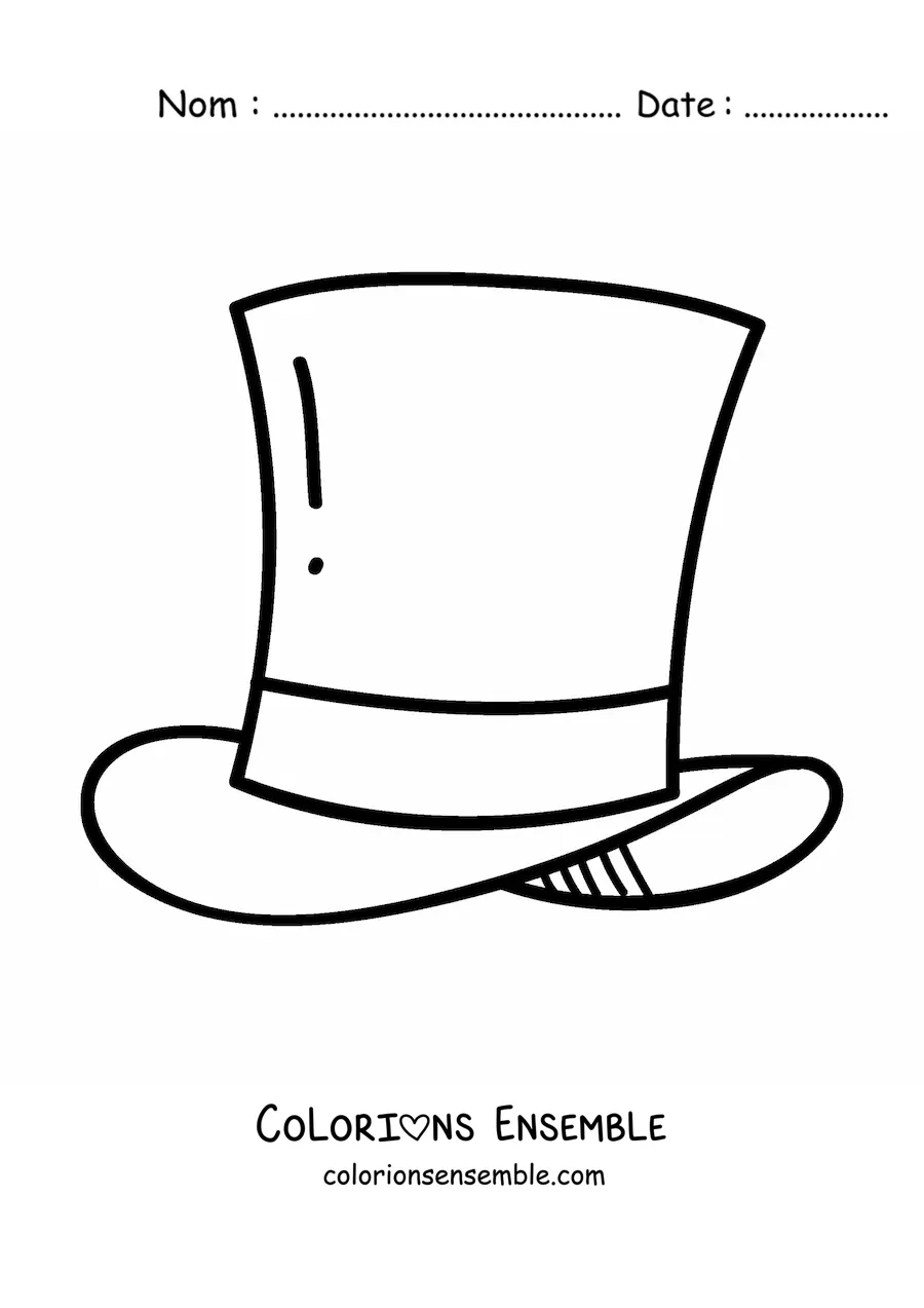 Image à colorier d'un chapeau haut-de-forme