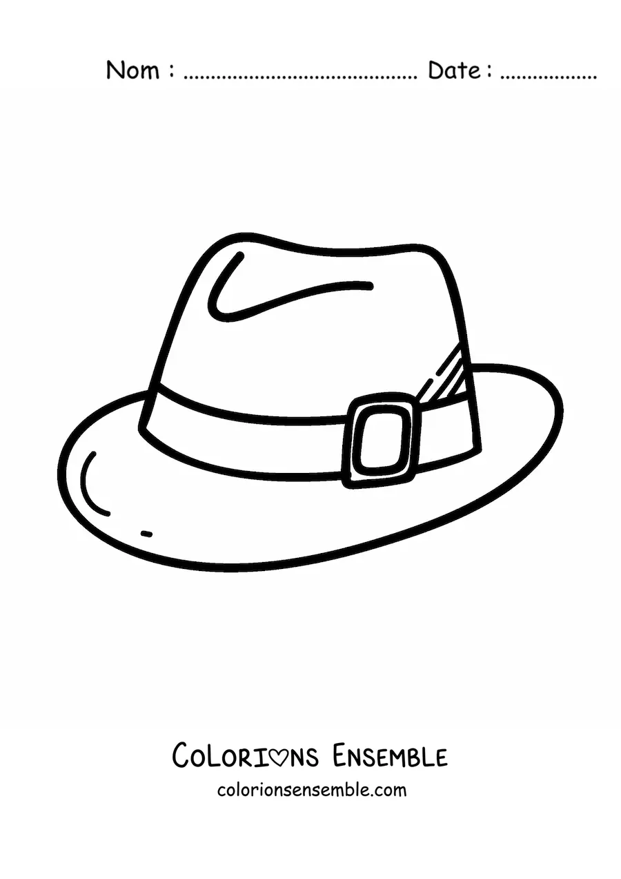 Image à colorier d'un chapeau de style fedora