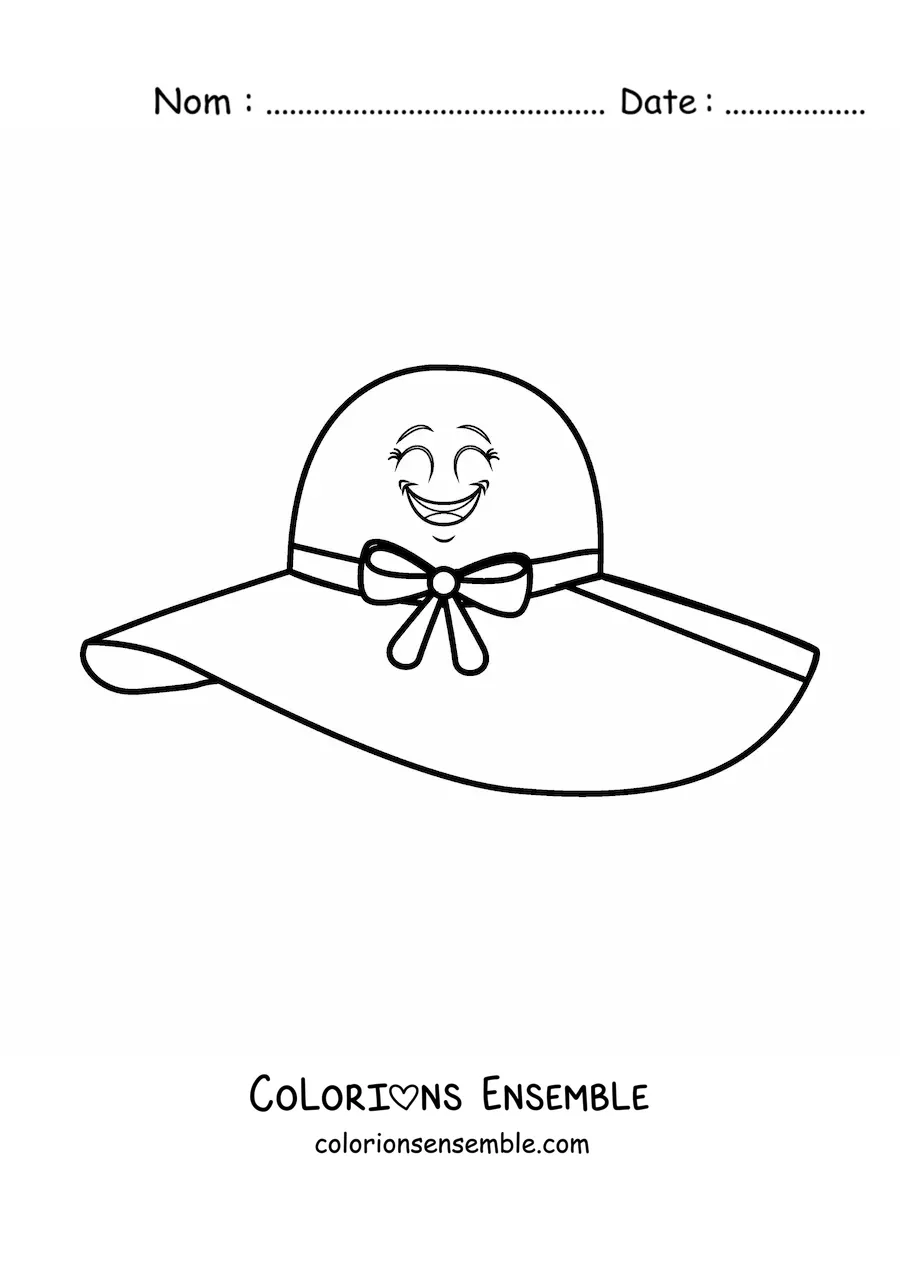 Image à colorier d'un chapeau rigolo tout souriant