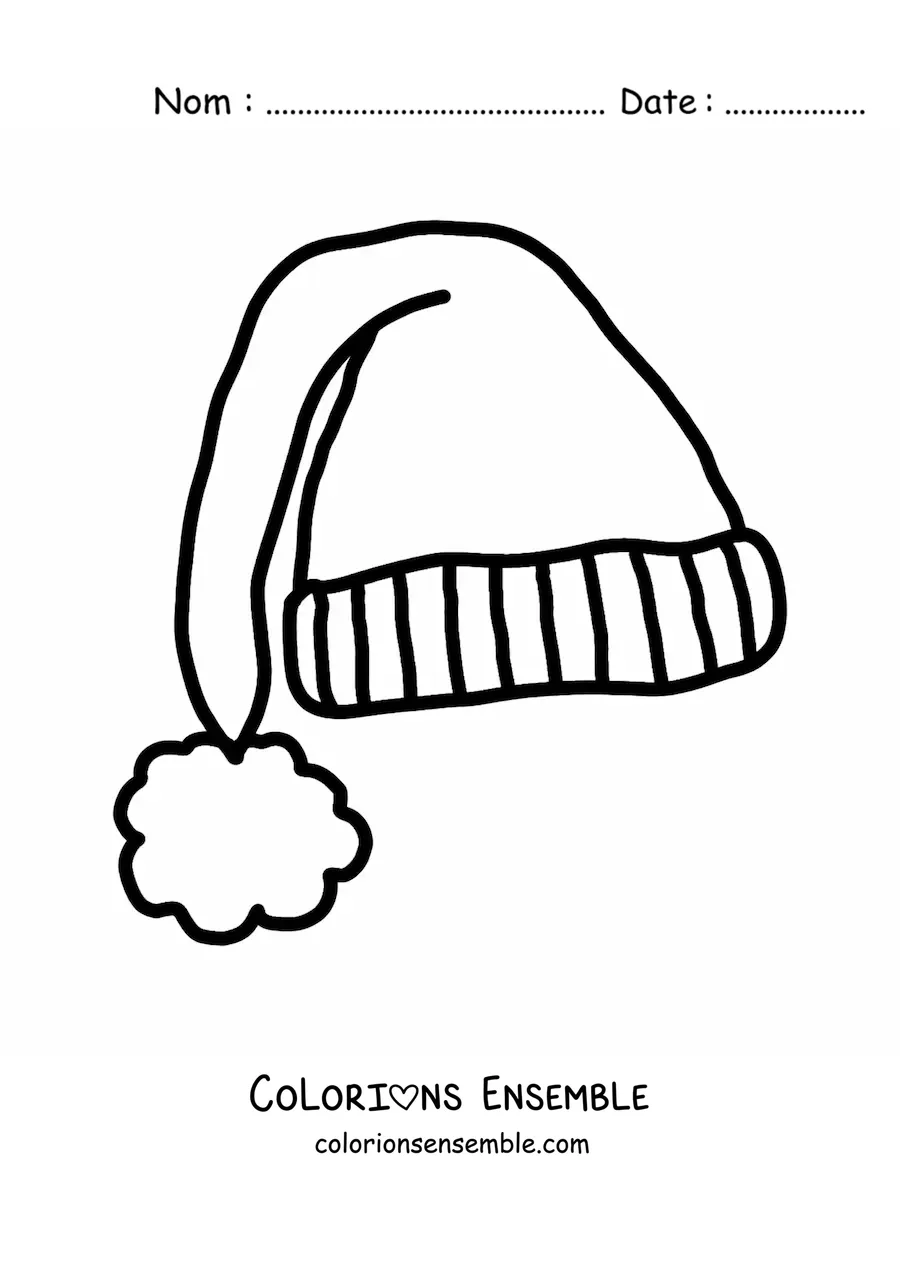 Image à colorier d'un bonnet de Noël