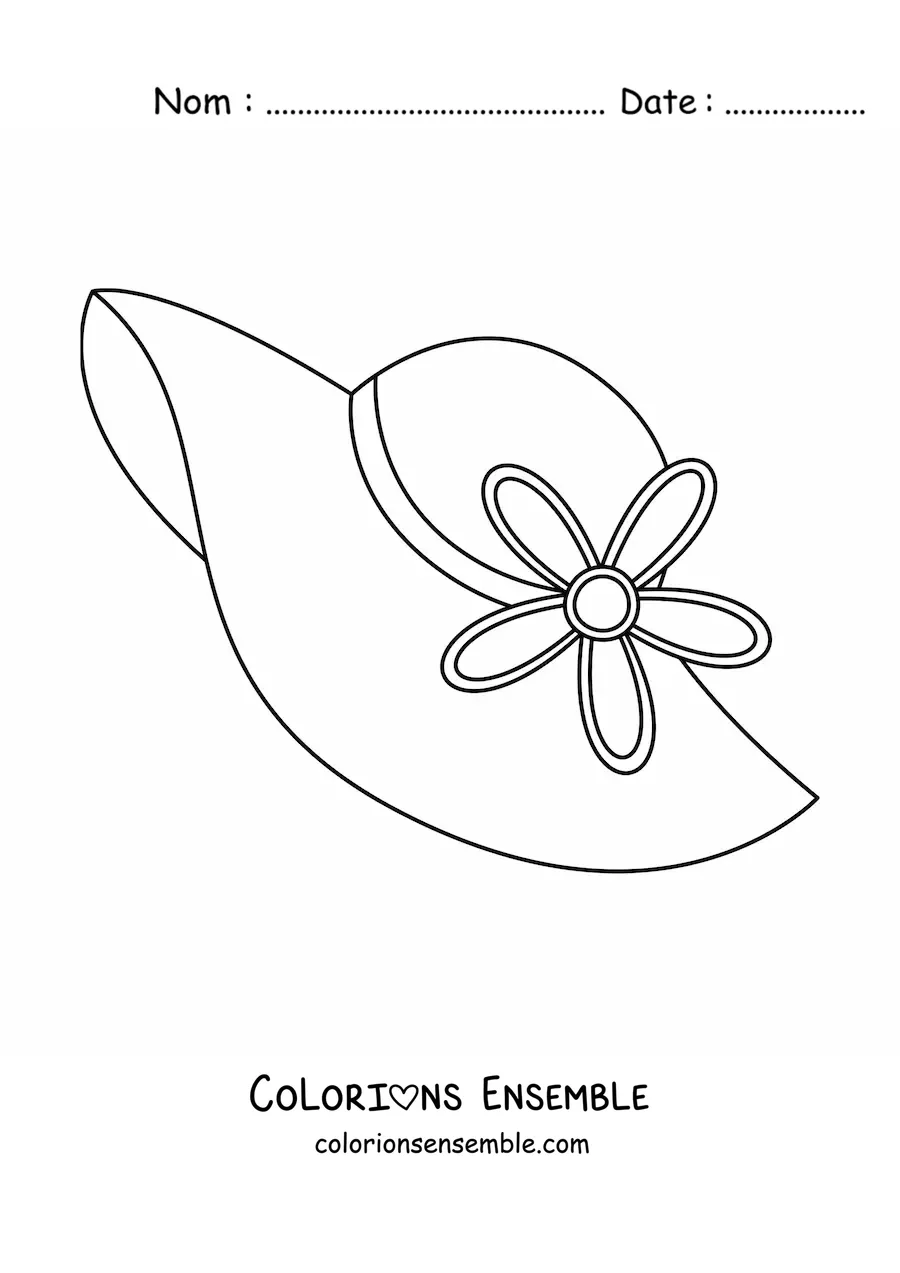 Image à colorier d'un chapeau d'été