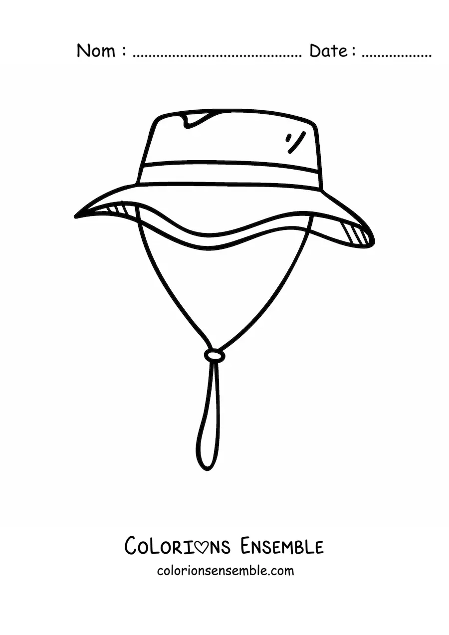 Image à colorier d'un chapeau d'explorateur