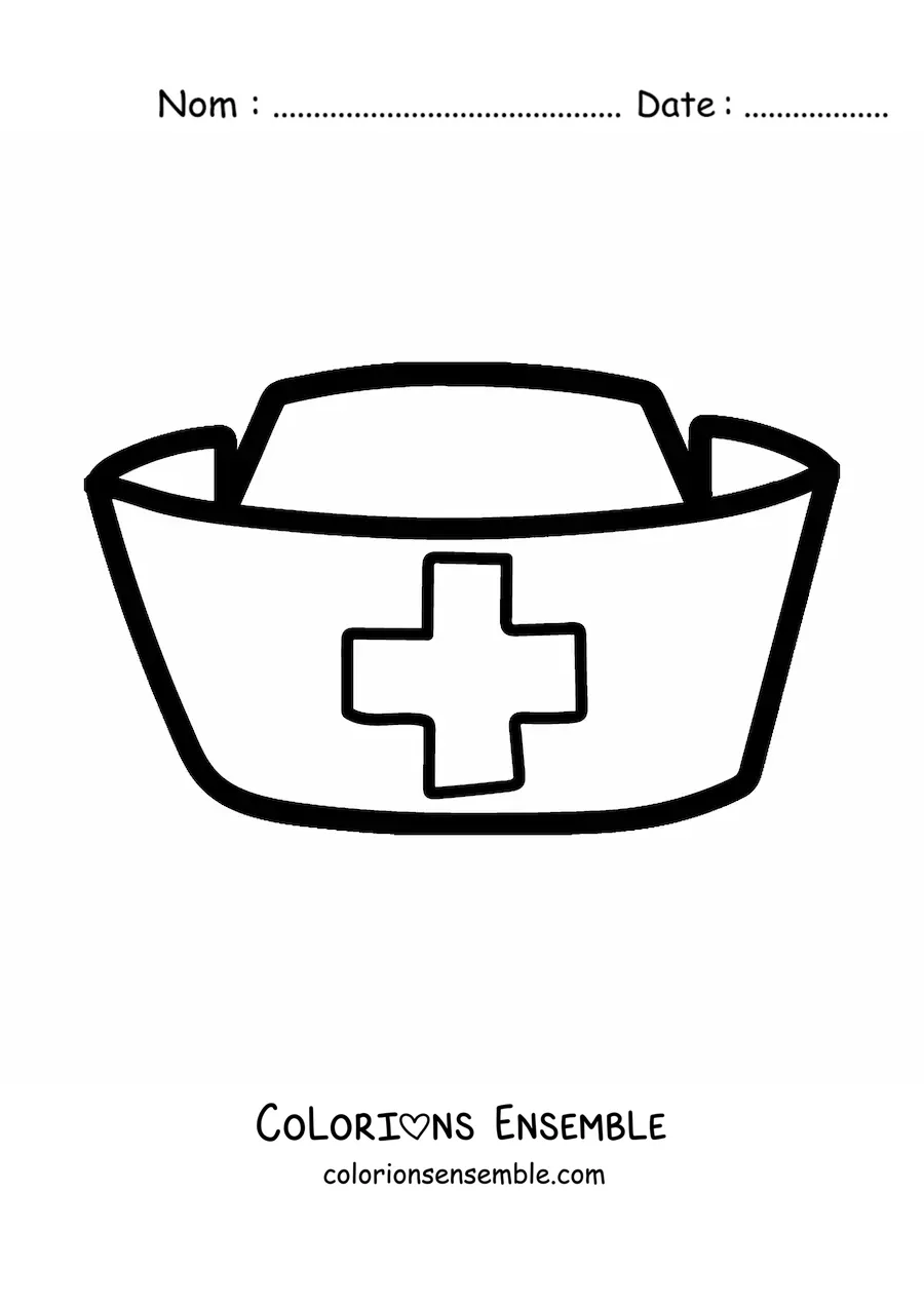 Image à colorier d'une coiffe d'infirmière