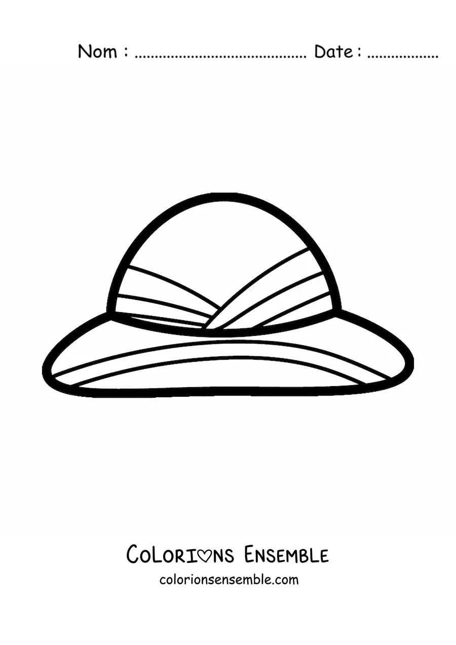Image à colorier d'un chapeau d'explorateur vintage
