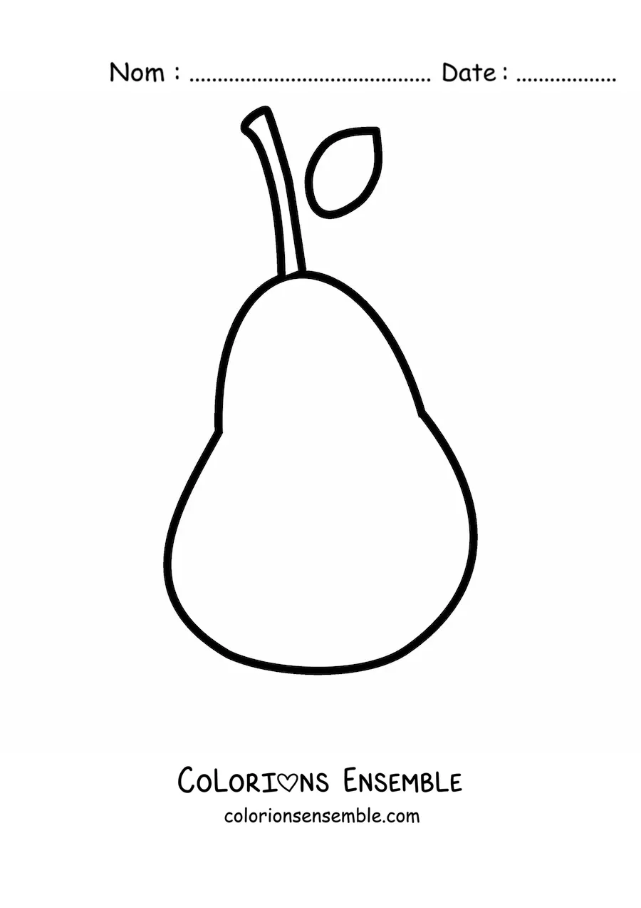 Coloriage d'une poire avec une feuille