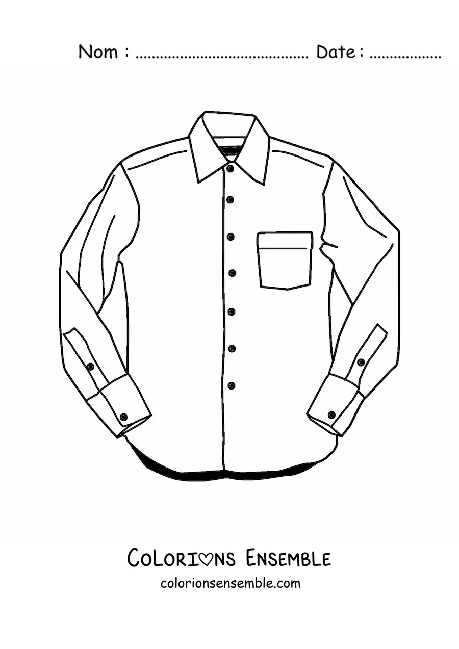 Image à colorier d'une chemise boutonnée