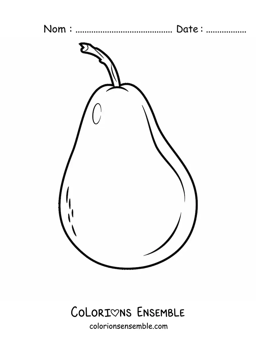 Coloriage d'une poire avec une tige