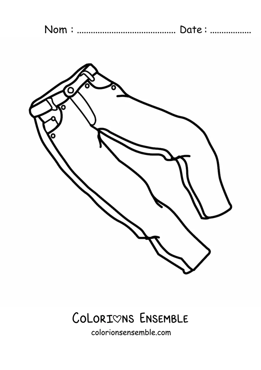 Image à colorier d'un pantalon en jean
