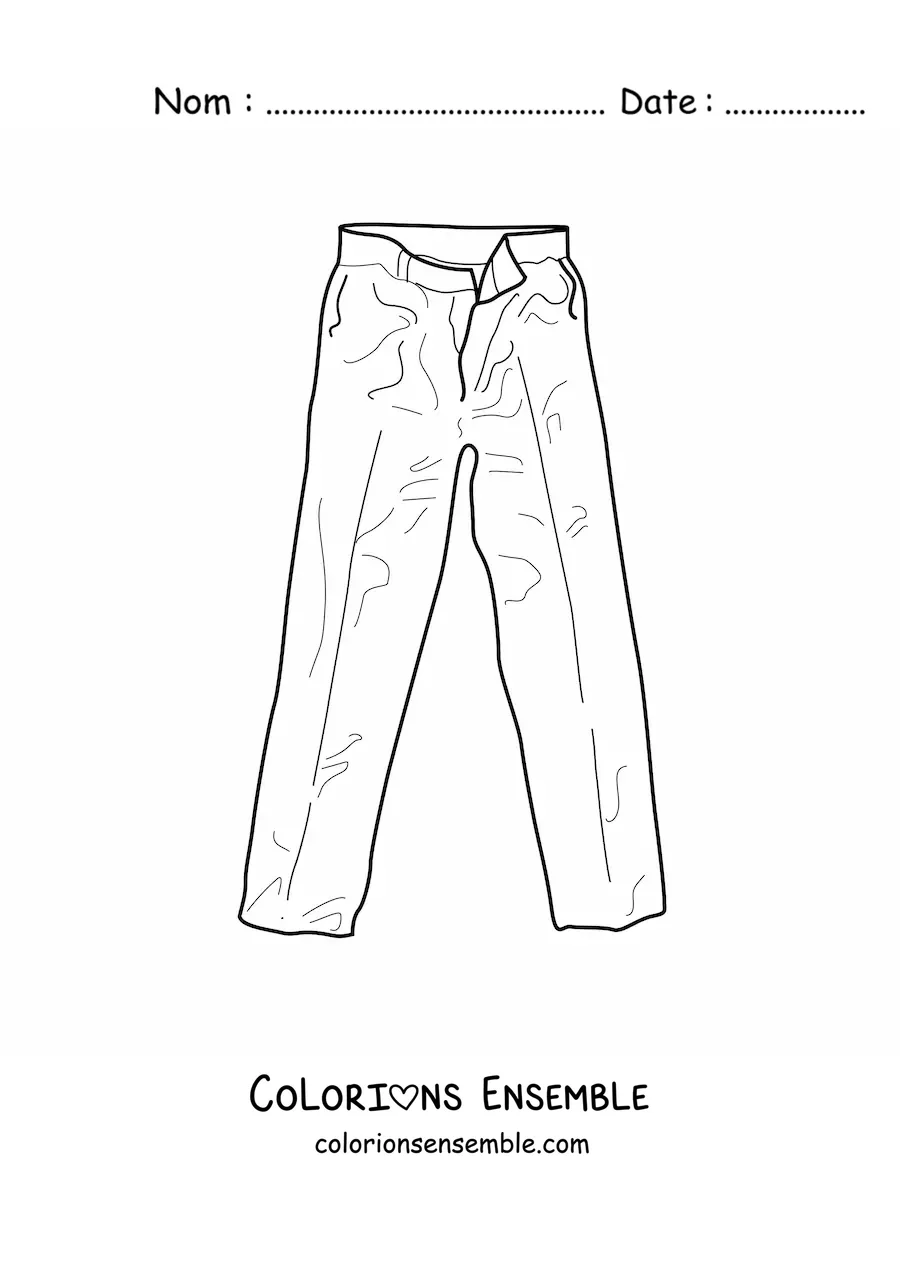 Image à colorier d'un pantalon froissé