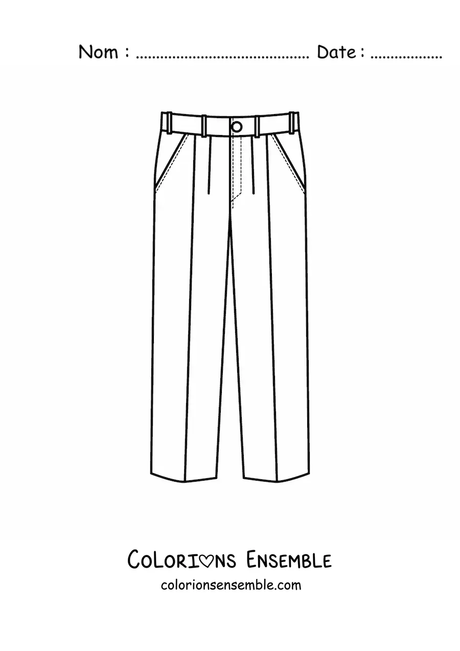 Image à colorier d'un pantalon rayé