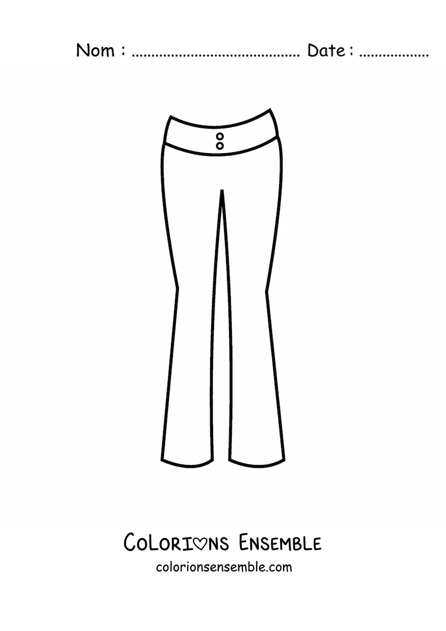 Image à colorier d'un pantalon pattes d'éléphant